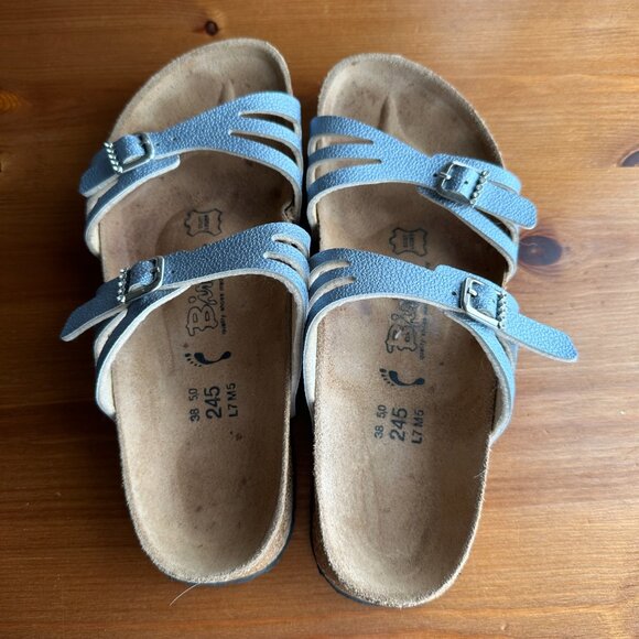 EUC Birkenstock Birki's Silver Metallic Crystal Buckle Granada Sandals - 7/EU 38 - Picture 6 of 12